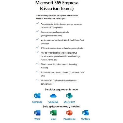MICROSOFT 365 BUSINESS BASIC NO TEAMS (CFQ7TTC0LH18-NT)