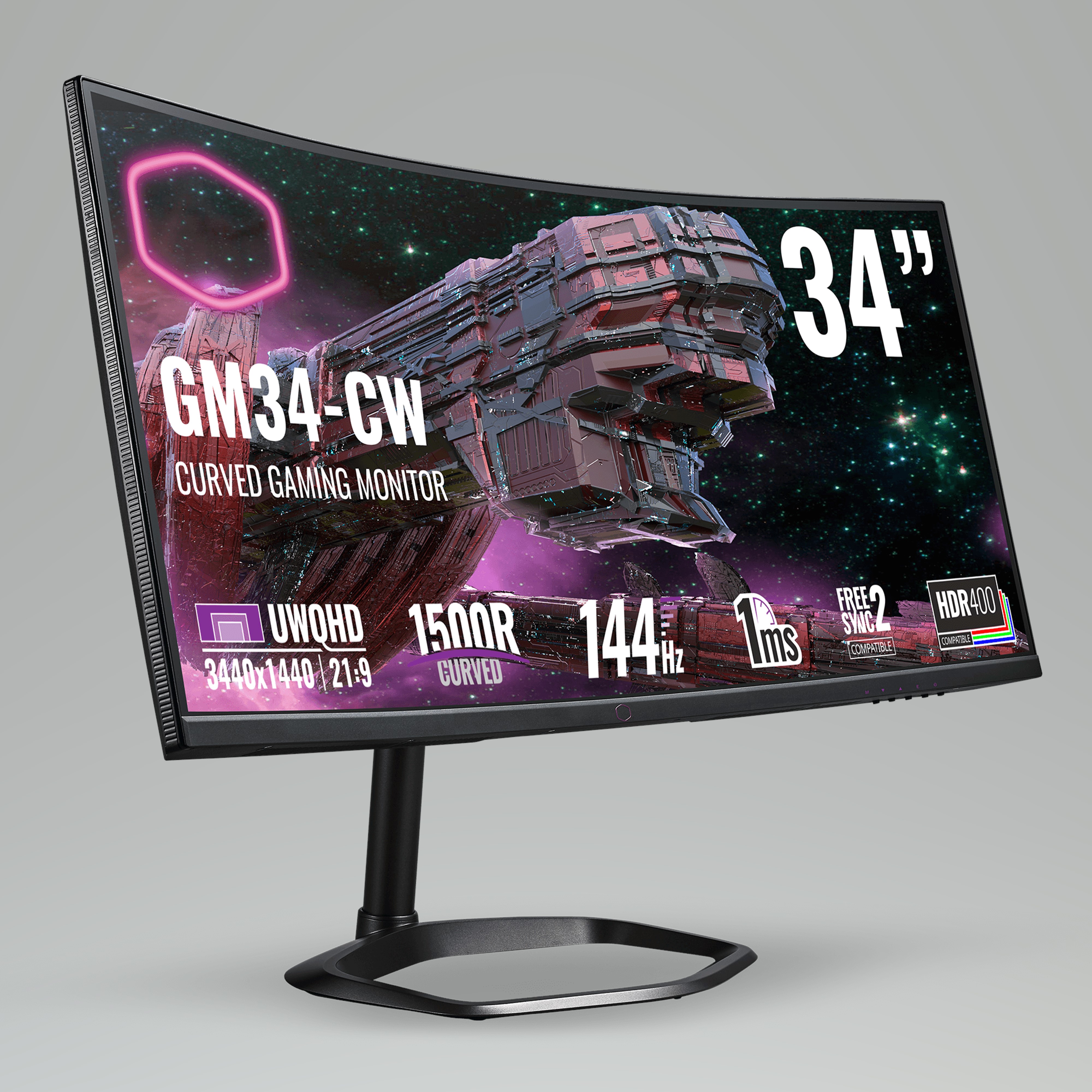 MONITOR COOLER MASTER GM34-CW UWQHD (3440x1440) 144HZ 1MS CURVED