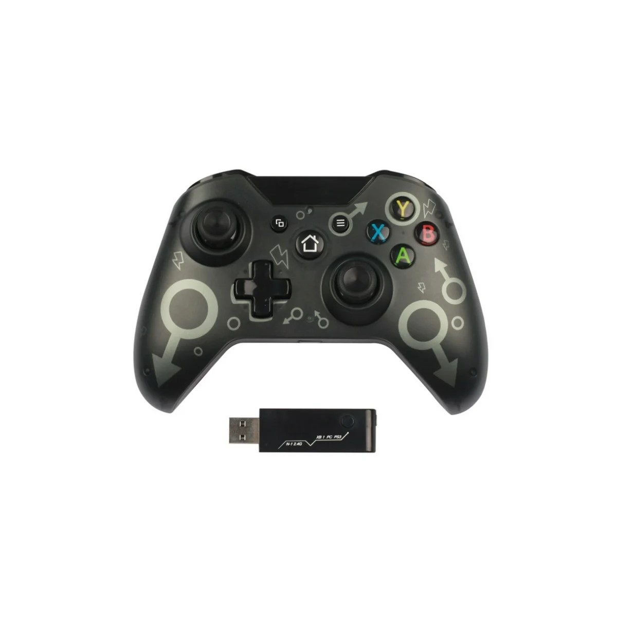 CONTROL INALAMBRICO USB N-1, COMPATIBLE CON XBOX ONE, PS3 , PC 2.4G, DUAL MOTOR NEGRO