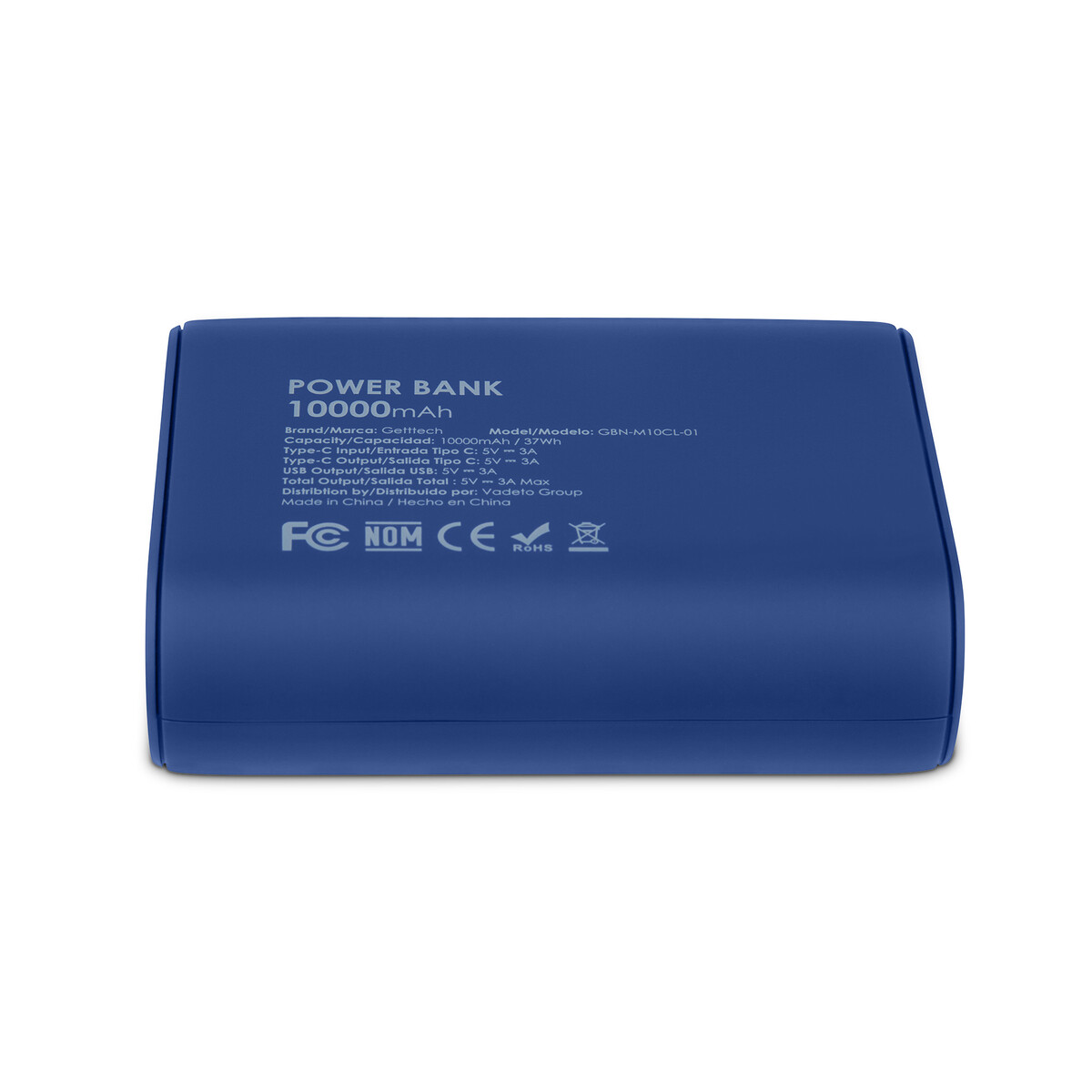 POWER BANK GETTTECH CON DISPLAY LED, AZUL 10,000 mAH GBN-M10CL-01