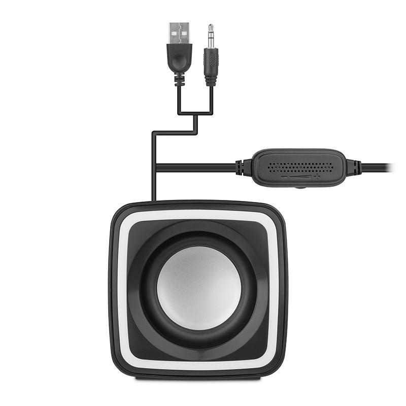 MINI BOCINA RGB 2.1 CON CONTROL DE AUDIO 3.5MM Y USB GUS-ESRWR-01
