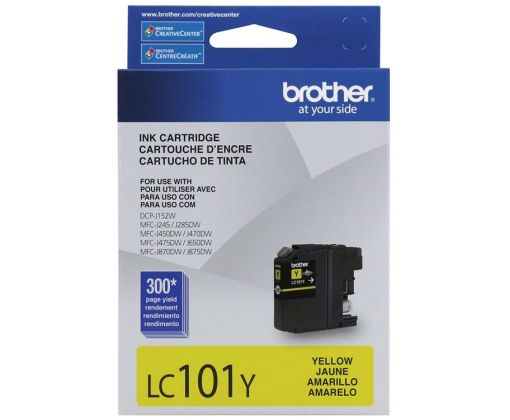 CARTUCHO BROTHER LC101Y AMARILLO RENDIMIENTO DE 300 PAG PARA J87 LC101Y