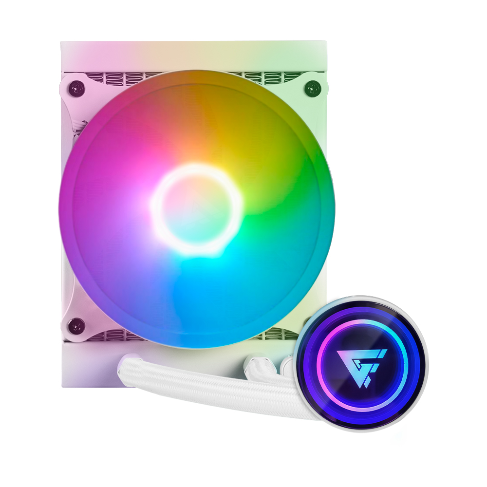 ENFRIAMIENTO LÍQUIDO GAME FACTOR 1X120MM RGB TDP 150W 70 CFM, BLANCO LQG501-WH