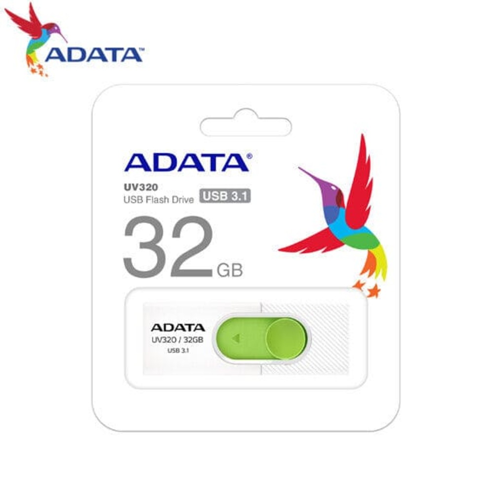 MEMORIA FLASH ADATA UV320 32GB USB 3.2 WHITE-GREEN (AUV320-32G-RWHGN)