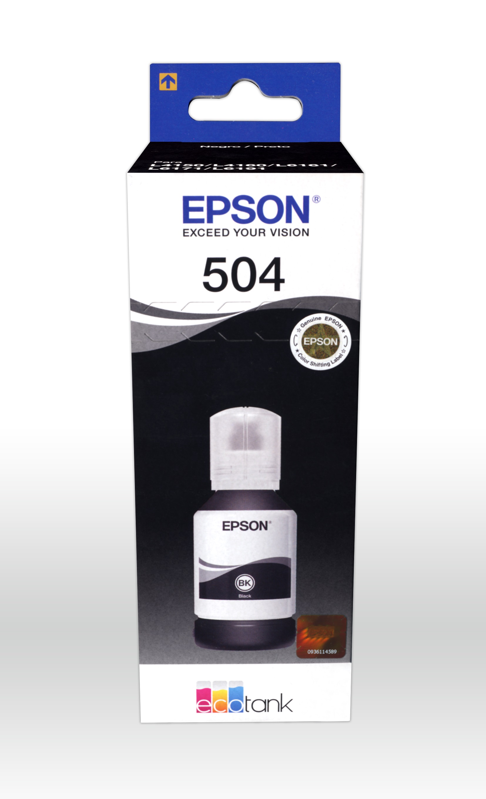 BOTELLA DE TINTA EPSON ECOTANK T504 NEGRA SERIE L 127ML PIGMENTO T504120-AL