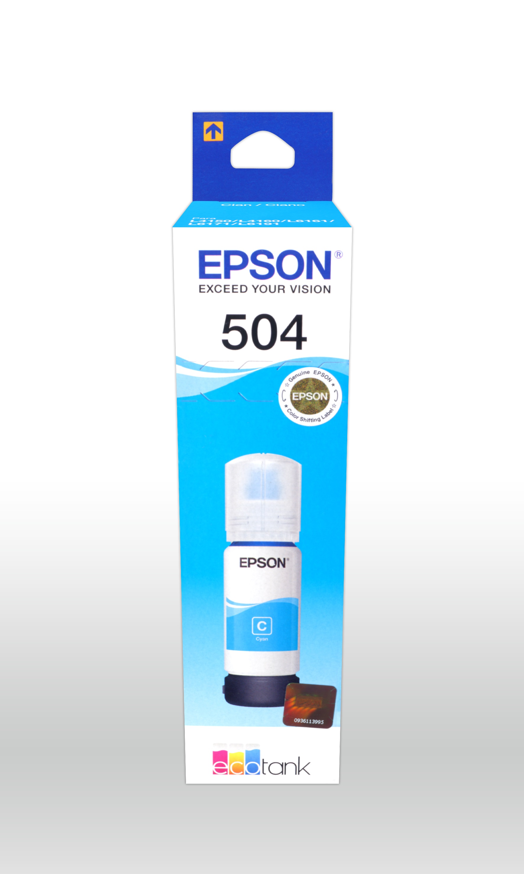 BOTELLA DE TINTA EPSON ECOTANK T504 CYAN SERIE L 70ML DYE T504220-AL