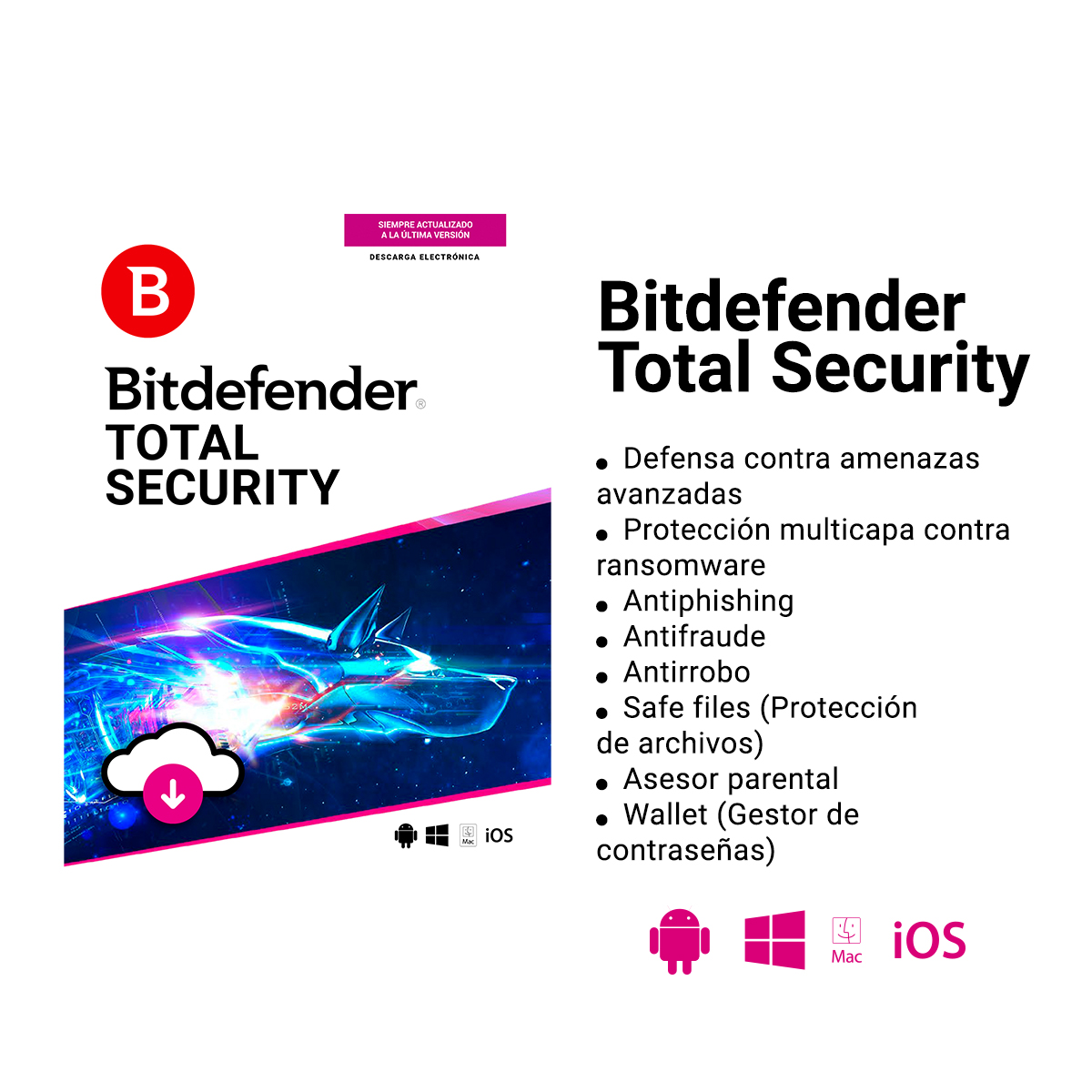 BITDEFENDER TOTAL SECURITY MULTI-DEVICE OEM 1 YR 1 USR MX (TMBD-097)