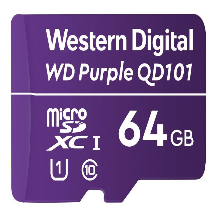 MEMORIA WD PURPLE MICRO SDXC 64GB CL10 U1 QD101 (WDD064G1P0C)