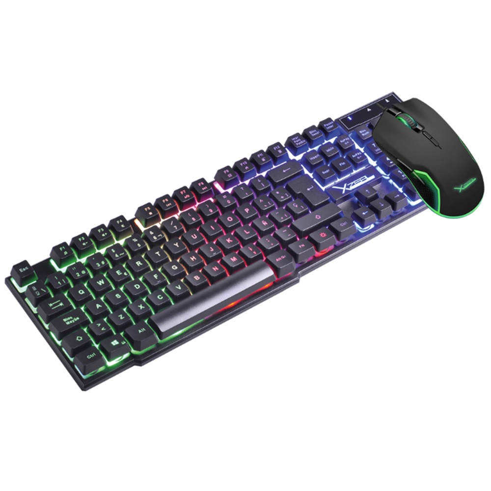 KIT TECLADO Y MOUSE XZEAL STARTER MEMBRANA LUZ RAINBOW (XSKTALRW1B)