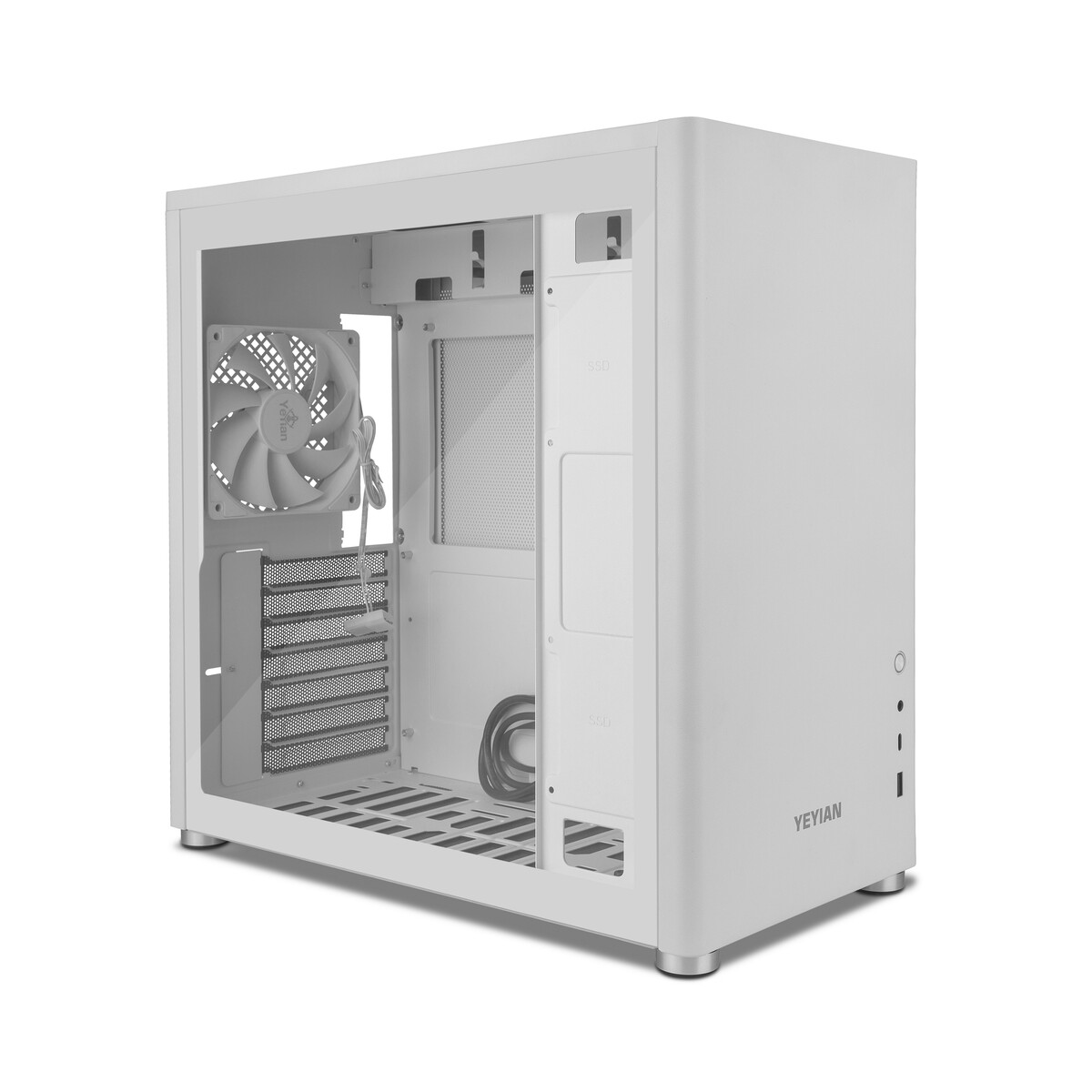 GABINETE YEYIAN GAMER HUSSAR+ BLANCO YCM-ASHUS-01 ATX USB C CRIS/TEMP