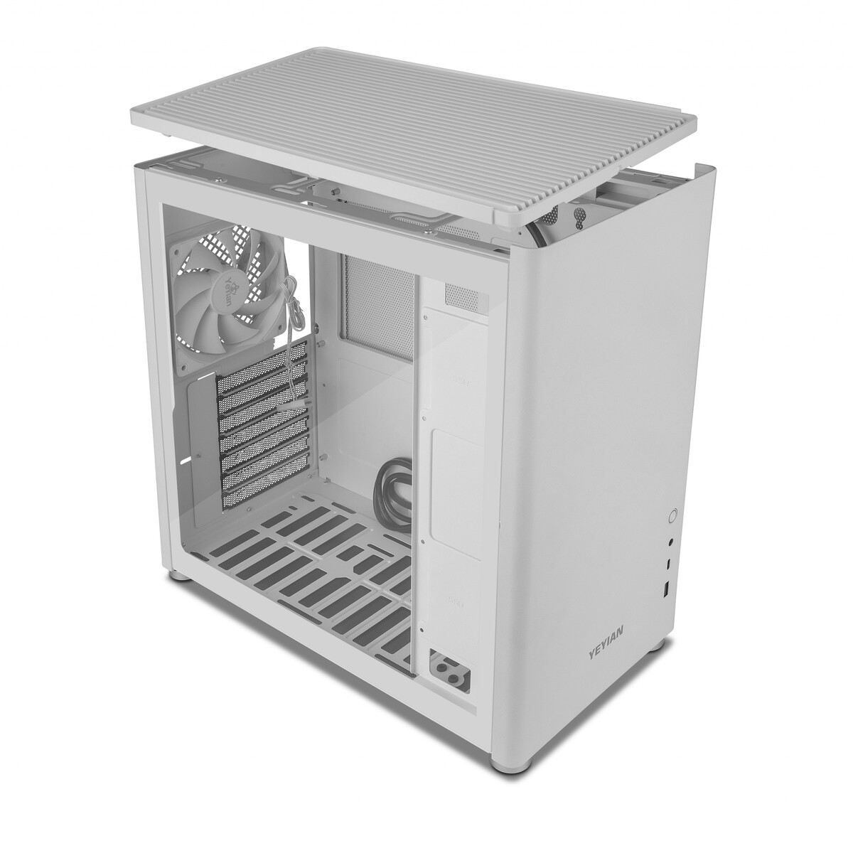 GABINETE YEYIAN GAMER HUSSAR PLUS ATX CON VIDRIO TEMPLADO WHITE YCM-ASHUS-01