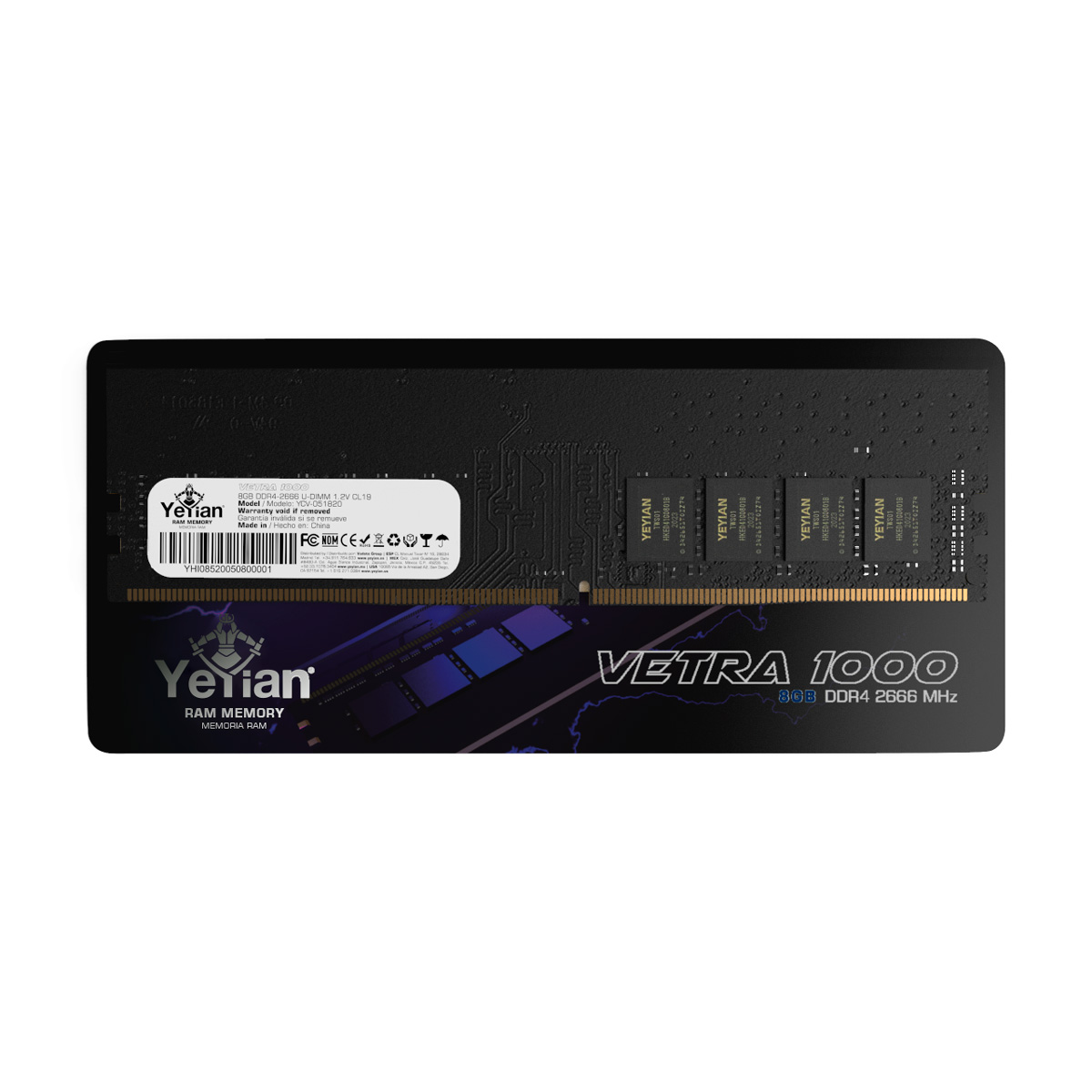 MEMORIA YEYIAN DDR4 GAMING YCV-051820 VETRA, 8GB, MHZ 2666