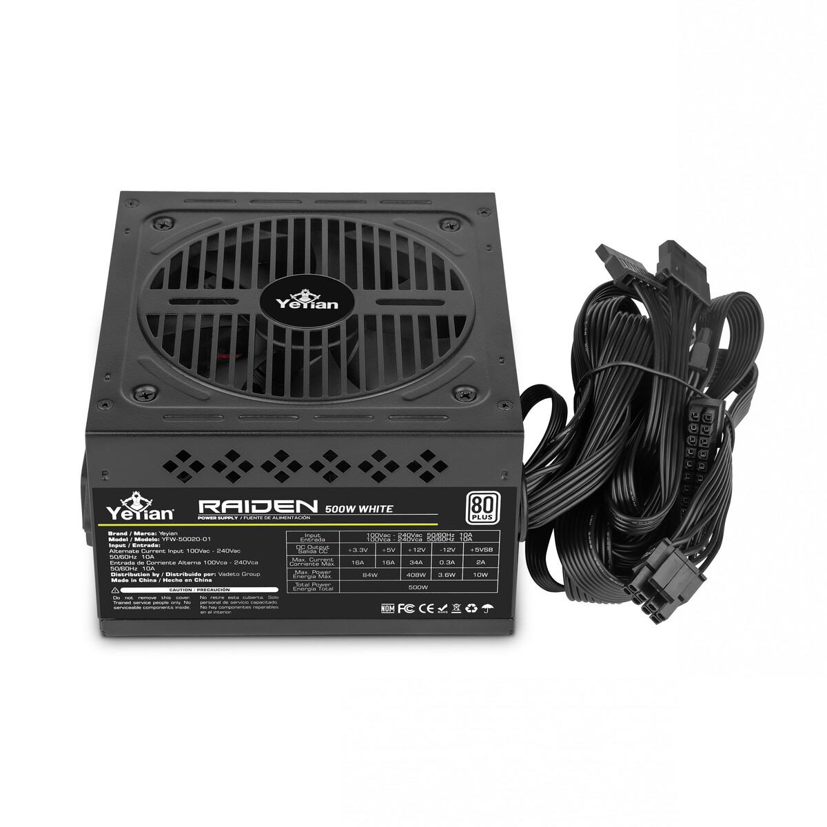 FUENTE DE PODER YEYIAN YFW-50020-01 RAIDEN 500W 80+ WH NON-MODULAR