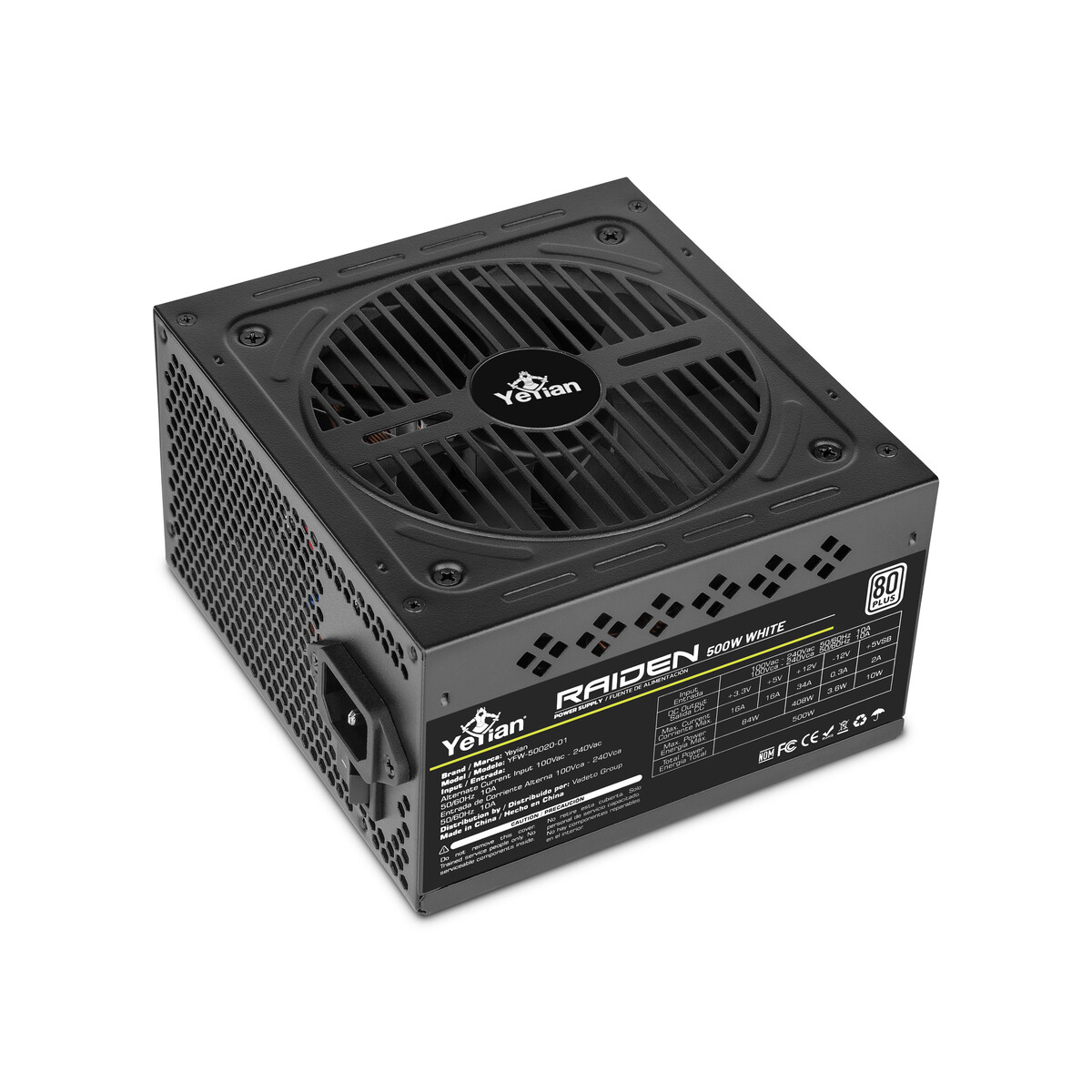 FUENTE DE PODER YEYIAN YFW-50020-01 RAIDEN 500W 80+ WH NON-MODULAR