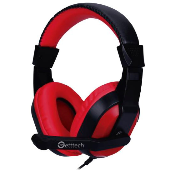 DIADEMA HEADSET GETTTECH GH-2100 STREAM 3.5MM/MIC RETRACTIL/NEGRO/ROJO