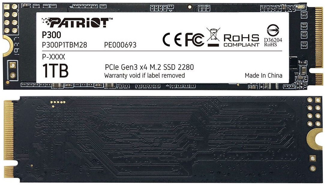 UNIDAD SSD M.2 PATRIOT P300 1TB 2280 PCIe 3.0 x4 (P300P1TBM28)