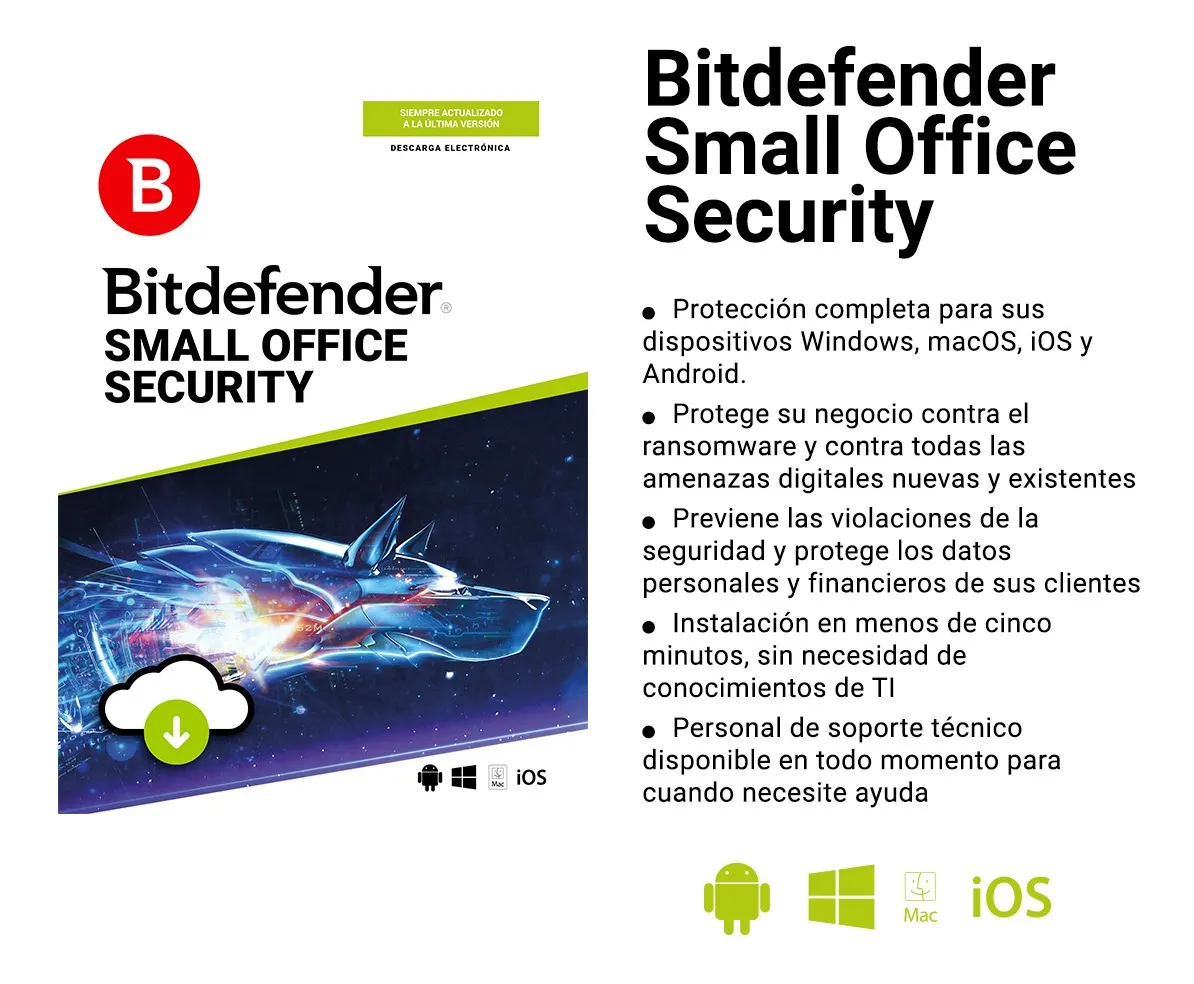 ESD BITDEFENDER SMALL OFFICE SECURITY 3YR 50USR + 1 SERVER (TMBD-353)