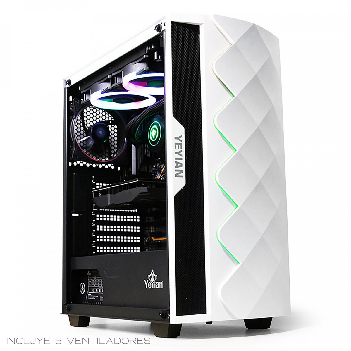 GABINETE YEYIAN YGA-49702 ABYSS 2500 ATX RGB LAT CRIS 3VENT ARGB USB3.0 B (ED)