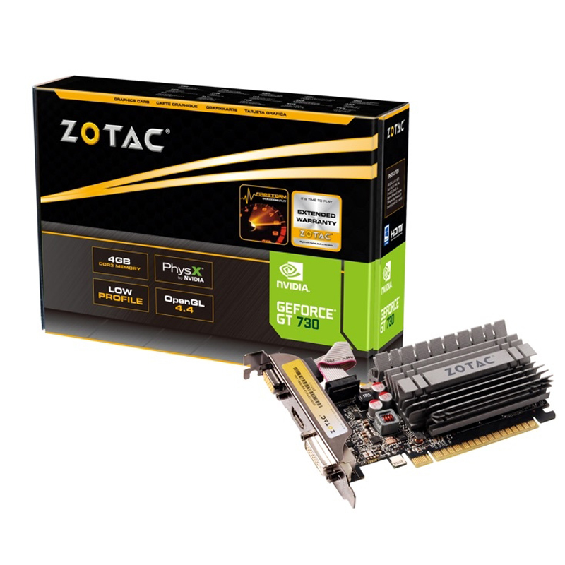 TARJETA DE VIDEO ZOTAC GT 730 LOW PROFILE 4GB DDR3 ZE ZT-71115-20L